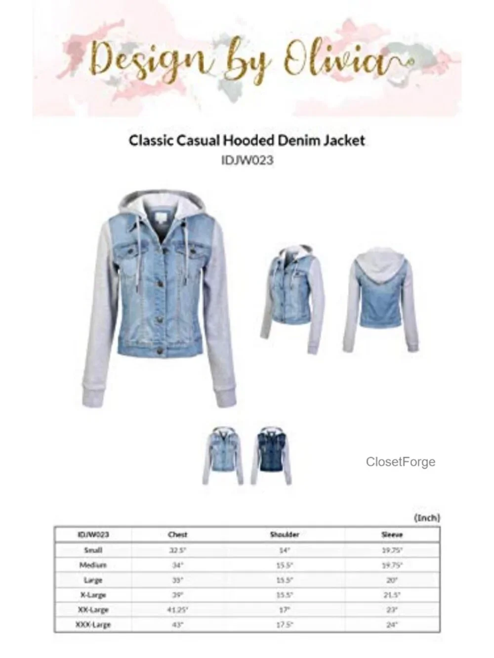 Classic Hooded Denim Jacket with Button Closure & Chest Pockets